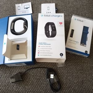 Fitbit Charge 2: Black UIB with extra NIB Blue wristband